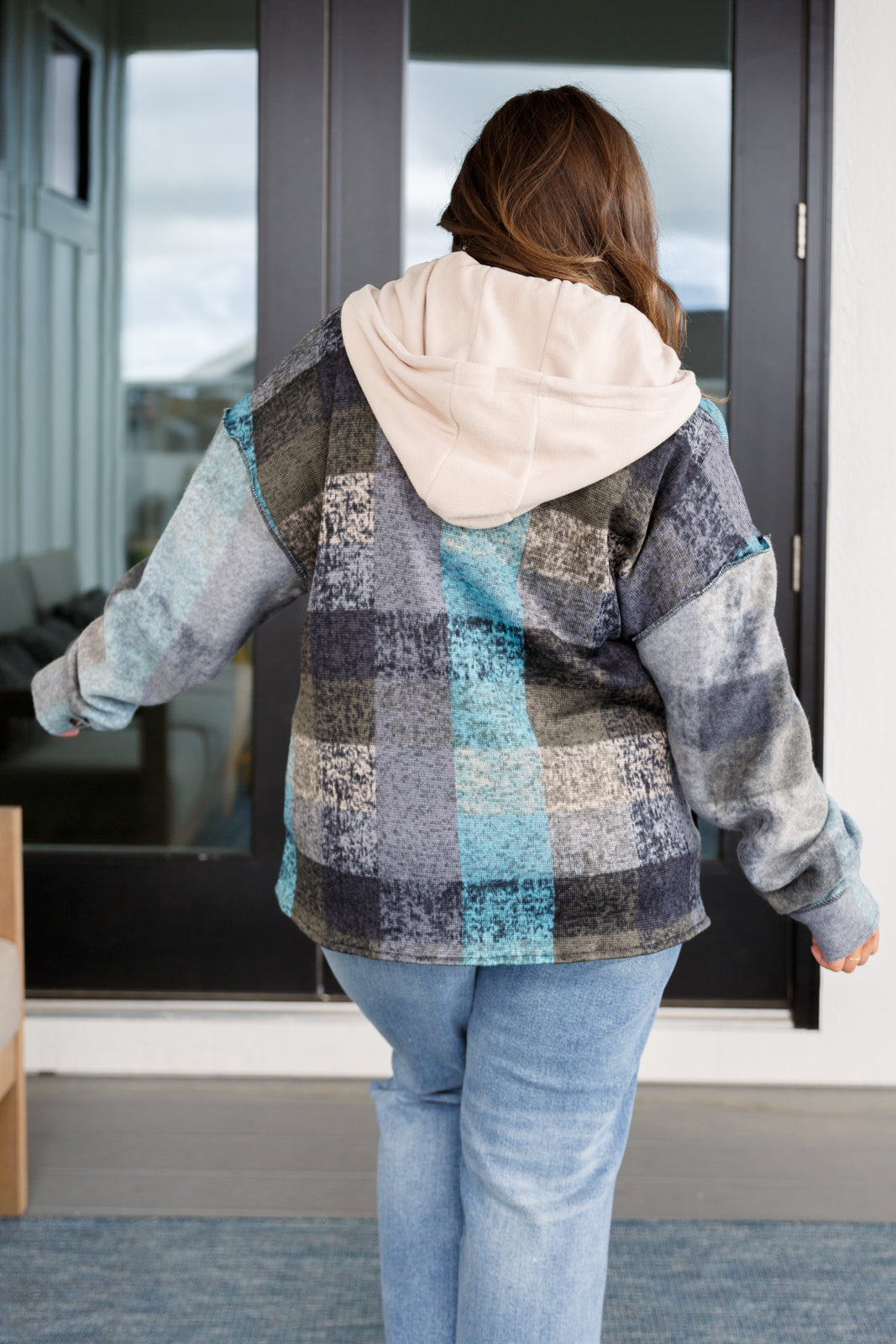 My Best Effort Hooded Shacket in plaid – alternate view 10