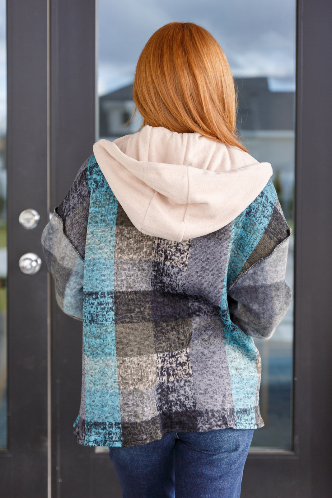 My Best Effort Hooded Shacket in plaid – alternate view 11