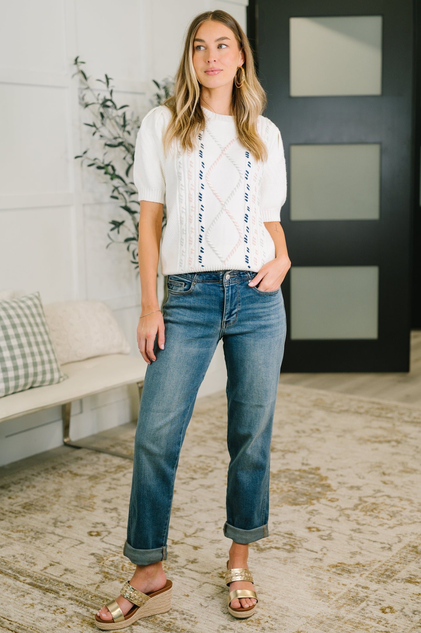 Need a Little Love Cable Knit Puff Sleeve Top – alternate view 3