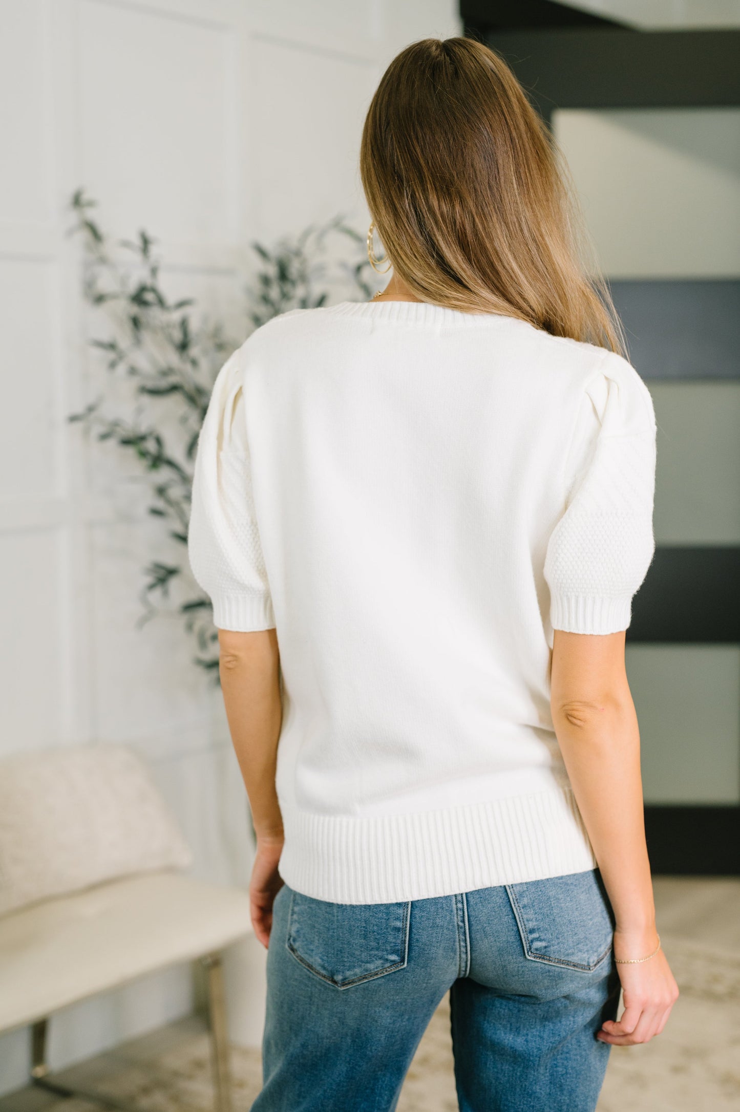 Need a Little Love Cable Knit Puff Sleeve Top – alternate view 5