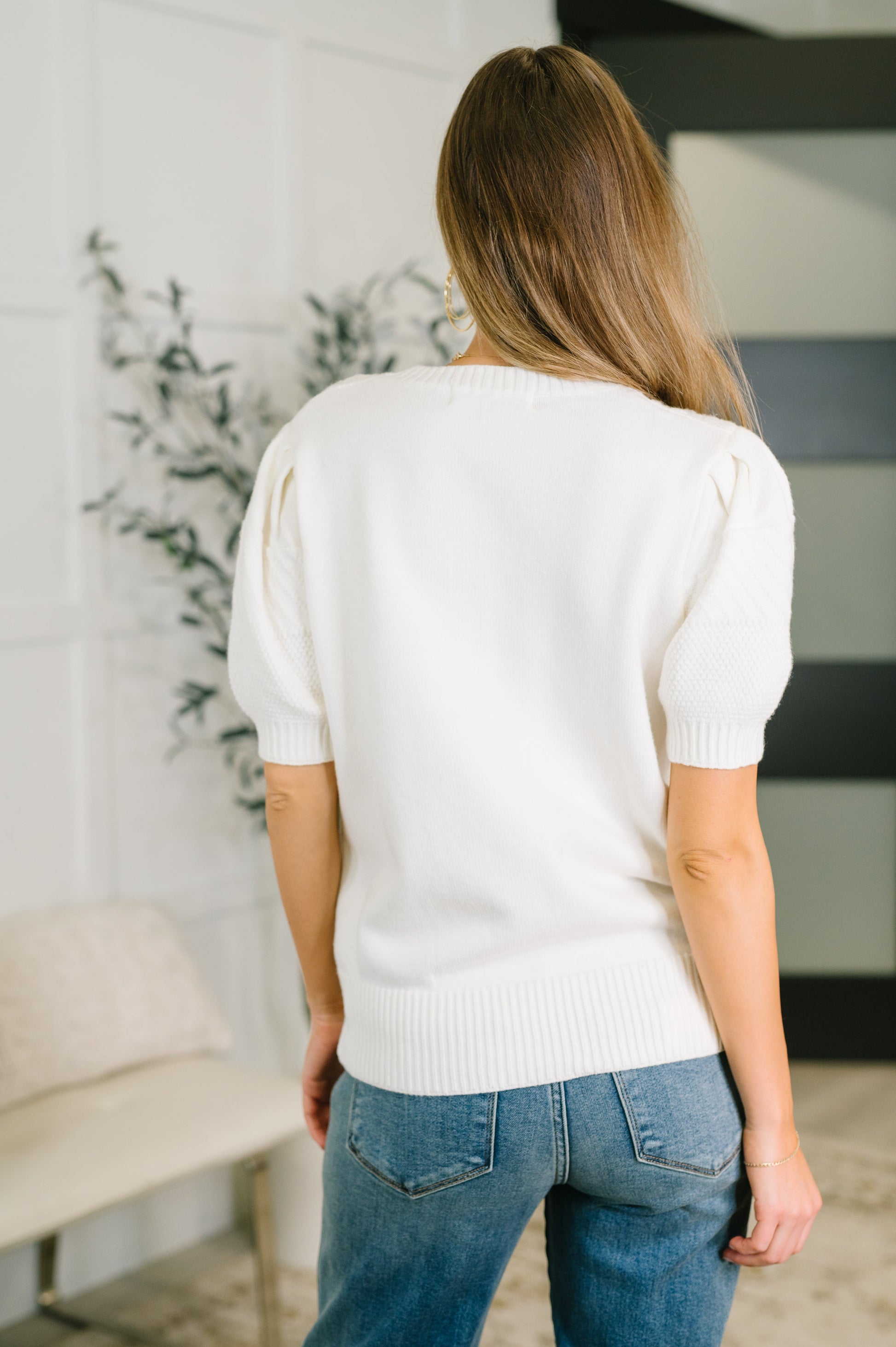 Need a Little Love Cable Knit Puff Sleeve Top – alternate view 5