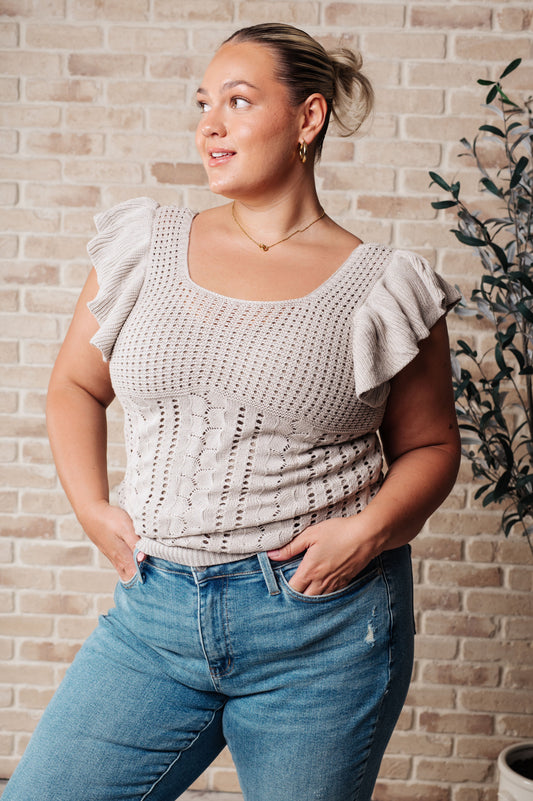 No One Knows Pointelle Knit Top – alternate view 2