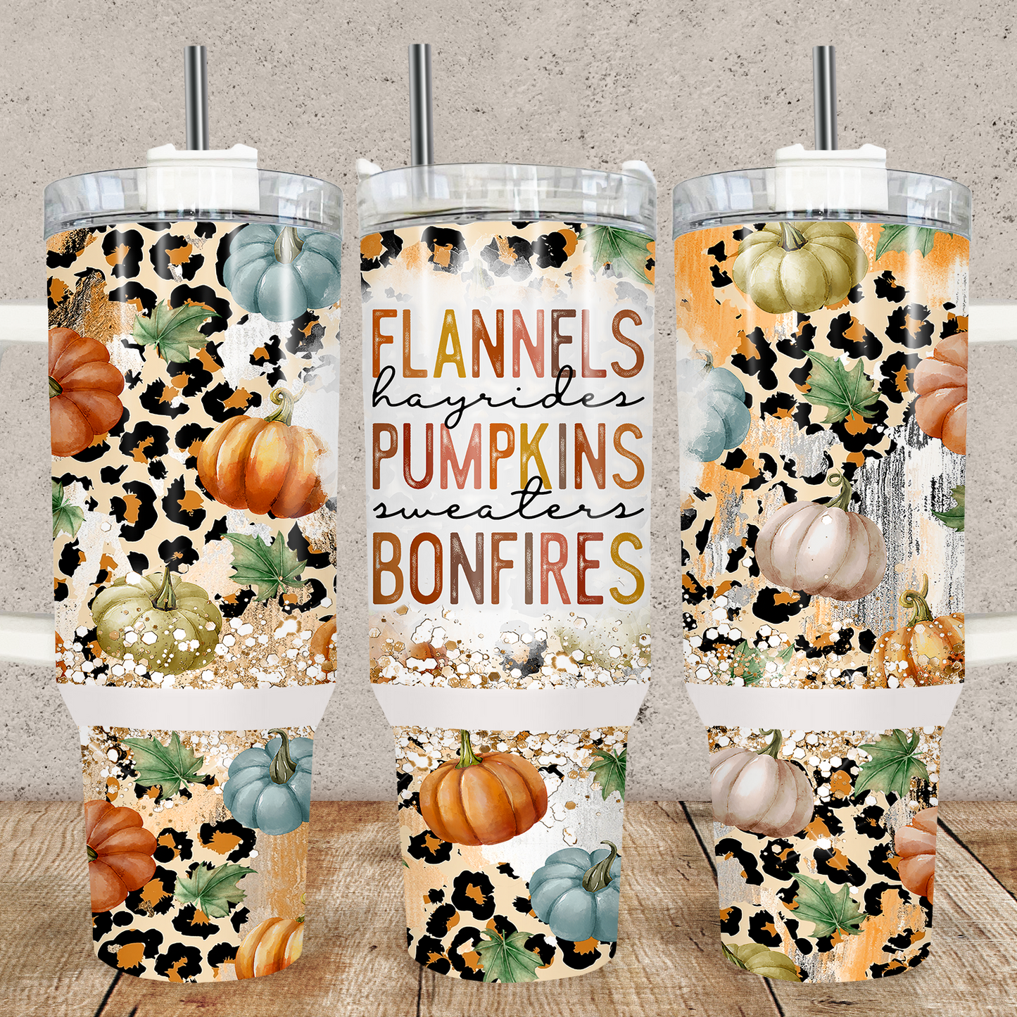 Flannel Pumpkin Bonfire 40oz Tumbler Tumbler Tea-Shirt Shoppe