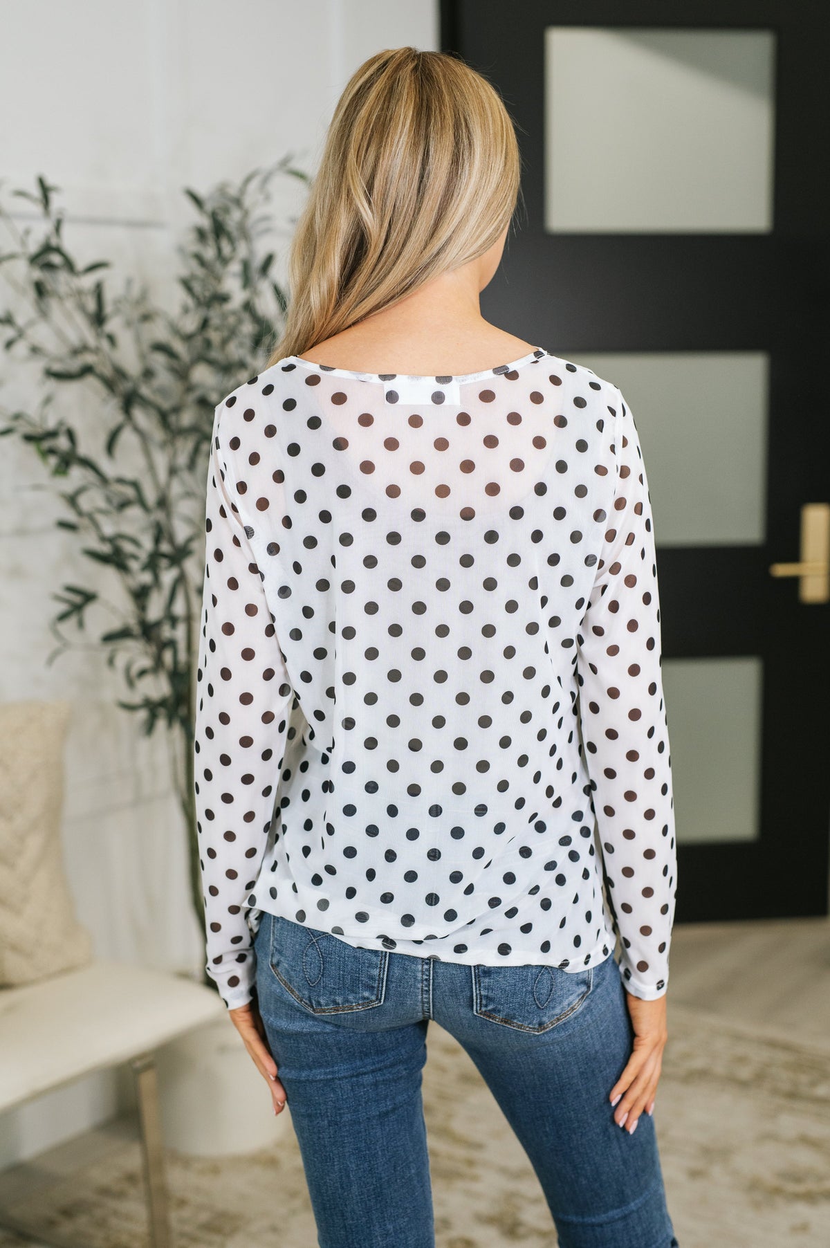 Passively Poise Long Sleeve Top in Polka Dot, mesh knit – alternate view 6