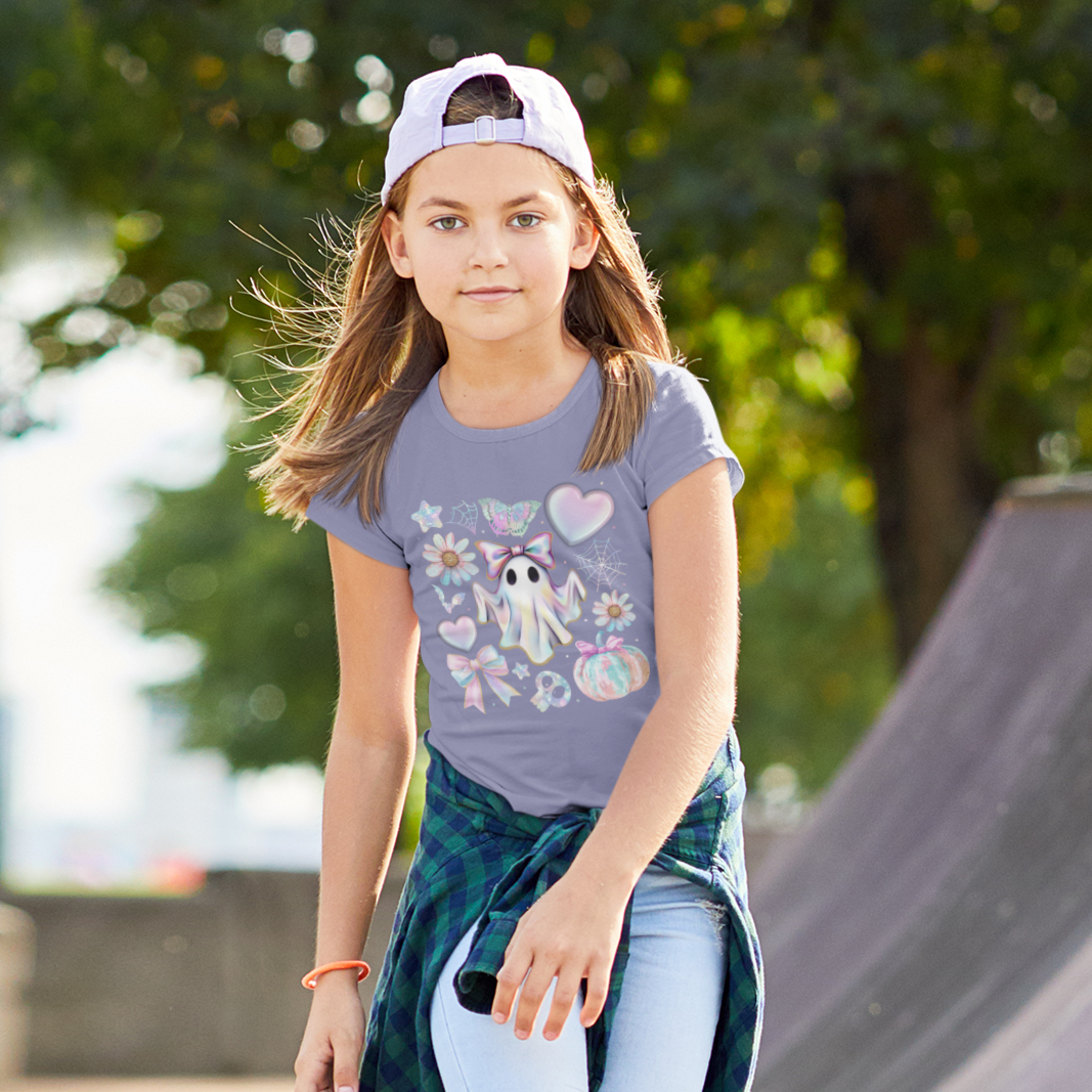 Pastel Boo Crew Graphic Tee Youth Graphic Tee Tea Shirt Shoppe YS(6/8) Violet