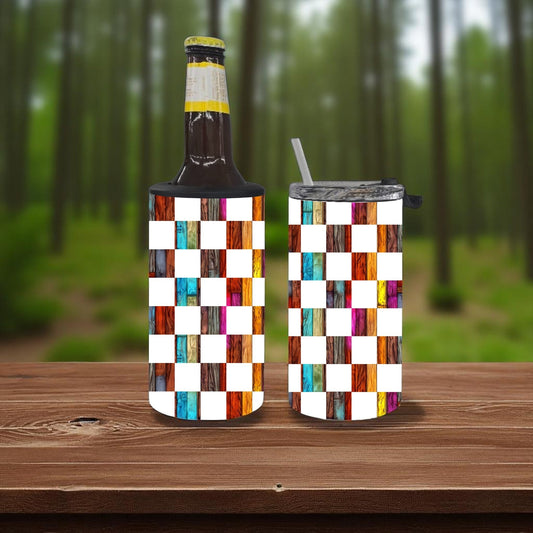 Painted Wood Patchwork 4-in-1 Can Cooler Cup New Arrival Tea Shirt Shoppe Wholesale
