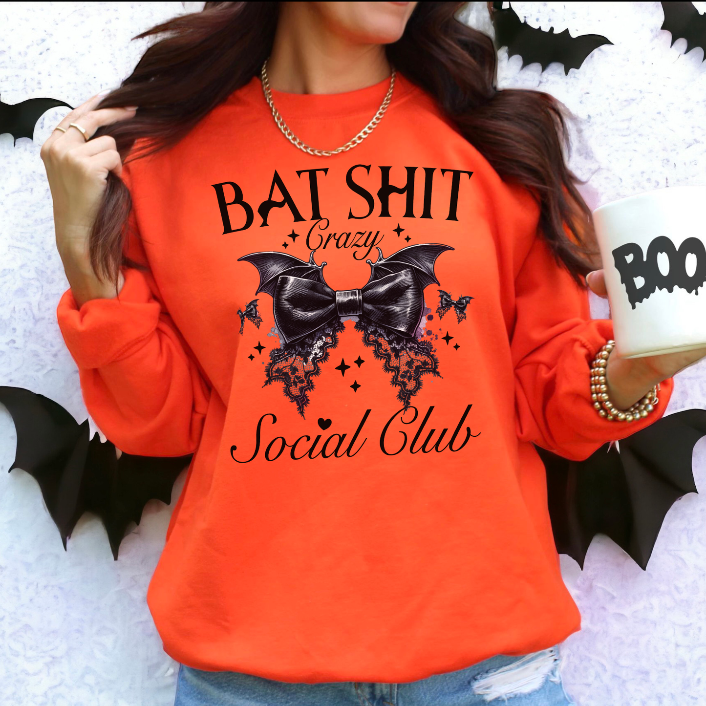 Bat Shit Crazy Halloween Graphic Sweatshirt