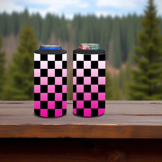 Pink Fade Checker 4-in-1 Can Cooler Cup New Arrival Tea Shirt Shoppe Wholesale