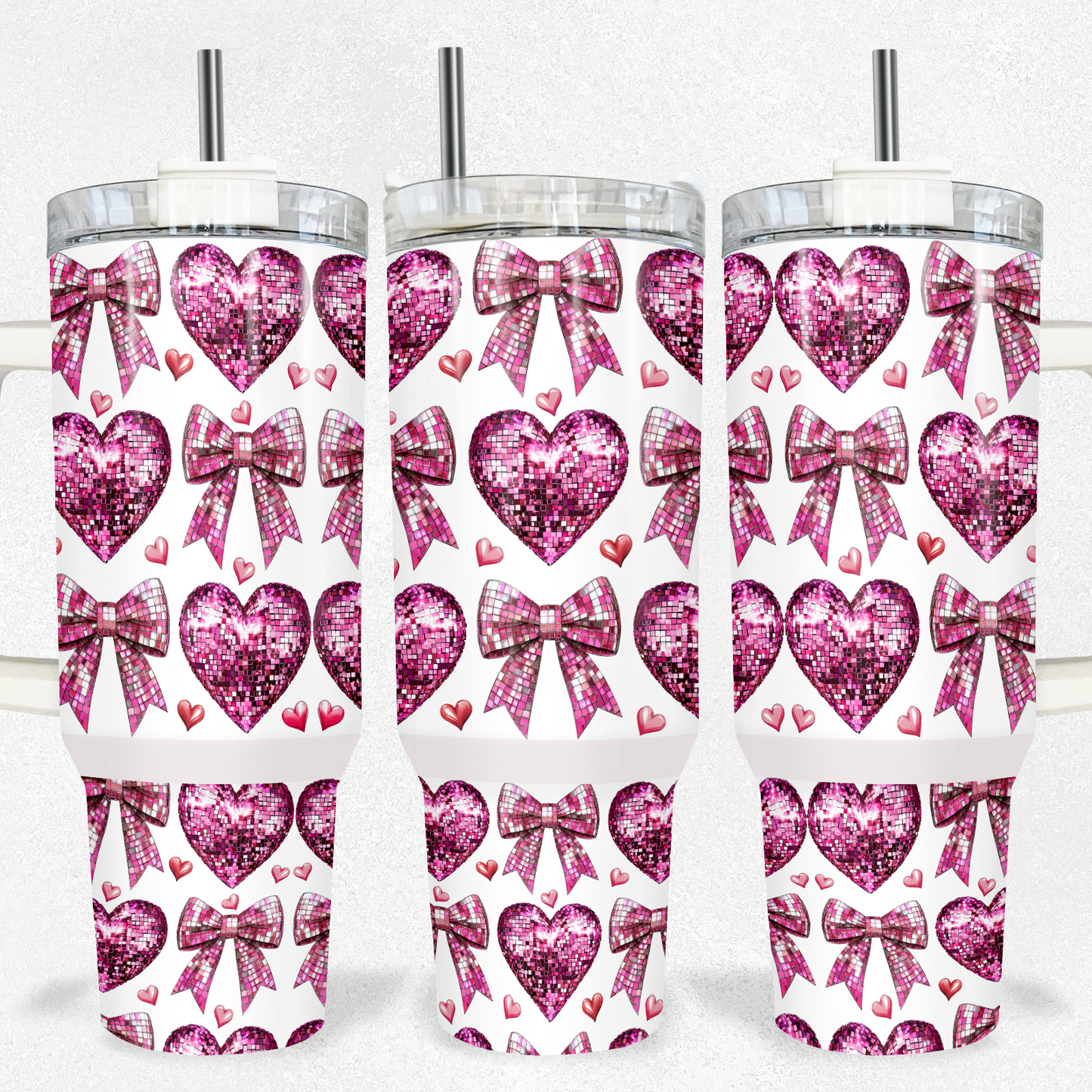 Pink Glitter Heart Tumbler 40oz Tumbler Tumbler Tea-Shirt Shoppe