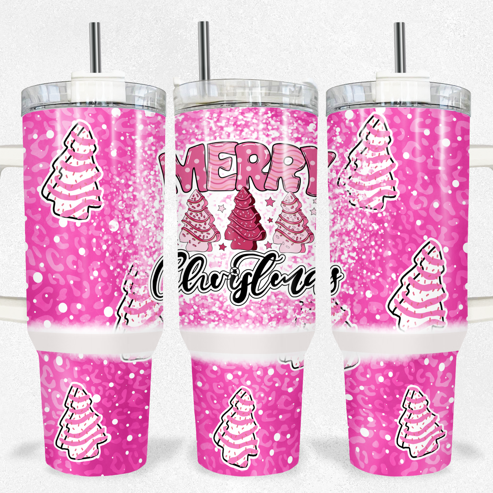 Pink Out Merry Christmas 40oz Tumbler Tumbler Tea-Shirt Shoppe