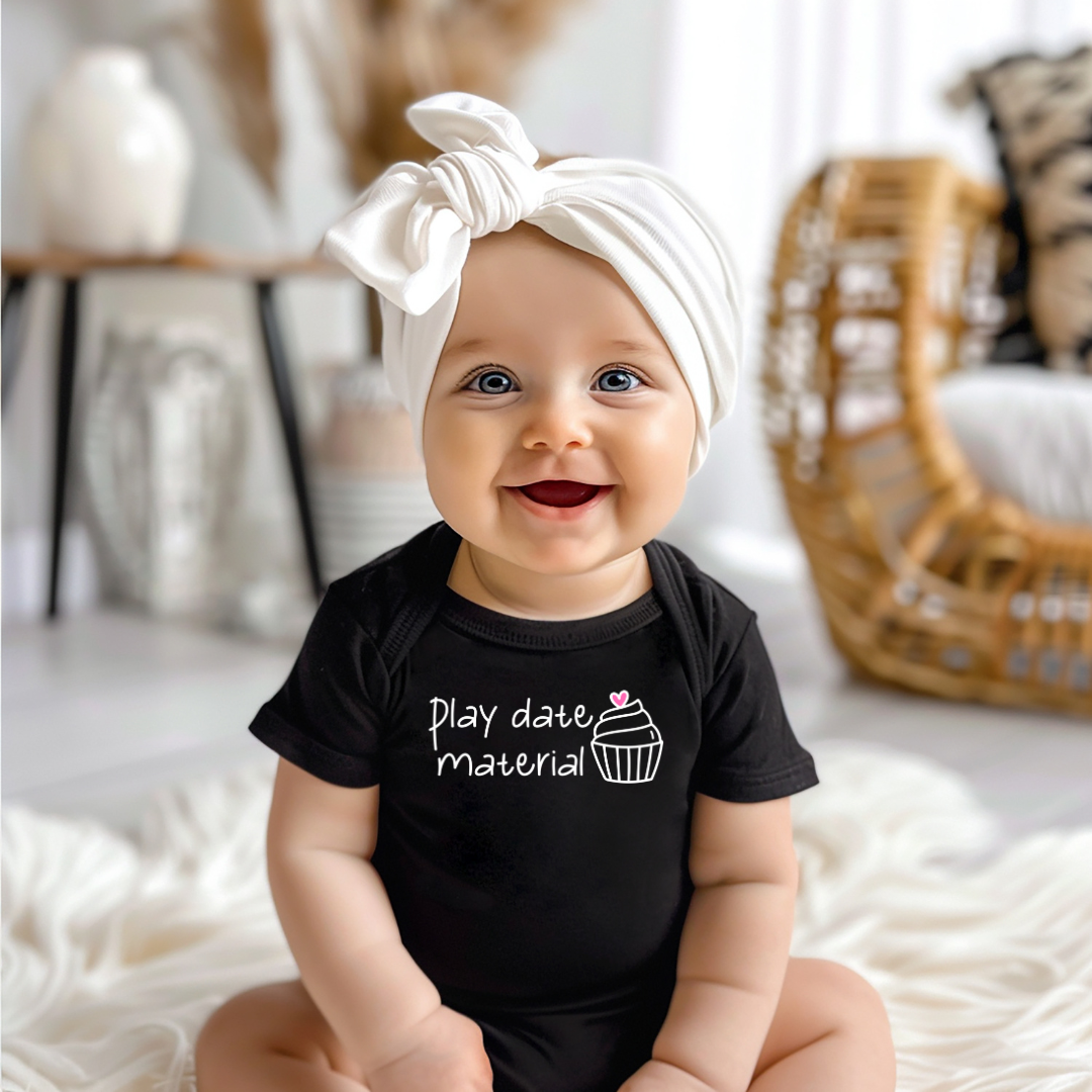 Play Date Material Infant Bodysuit Baby & Toddler Clothing Tea Shirt Shoppe NB - Bodysuit Black