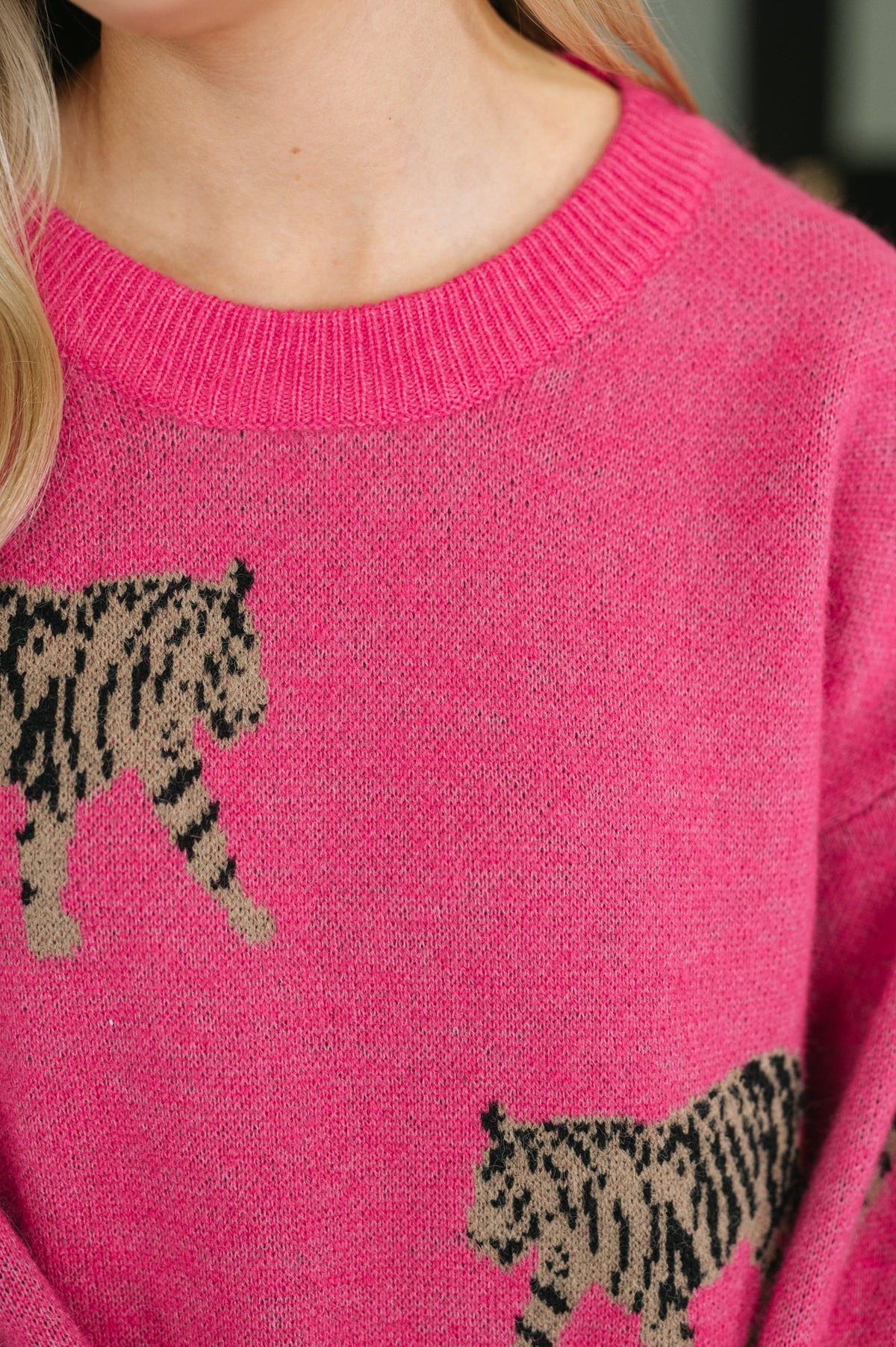 Pretty and Prowling Graphic Pullover in Pink, sweater knit – alternate view 2