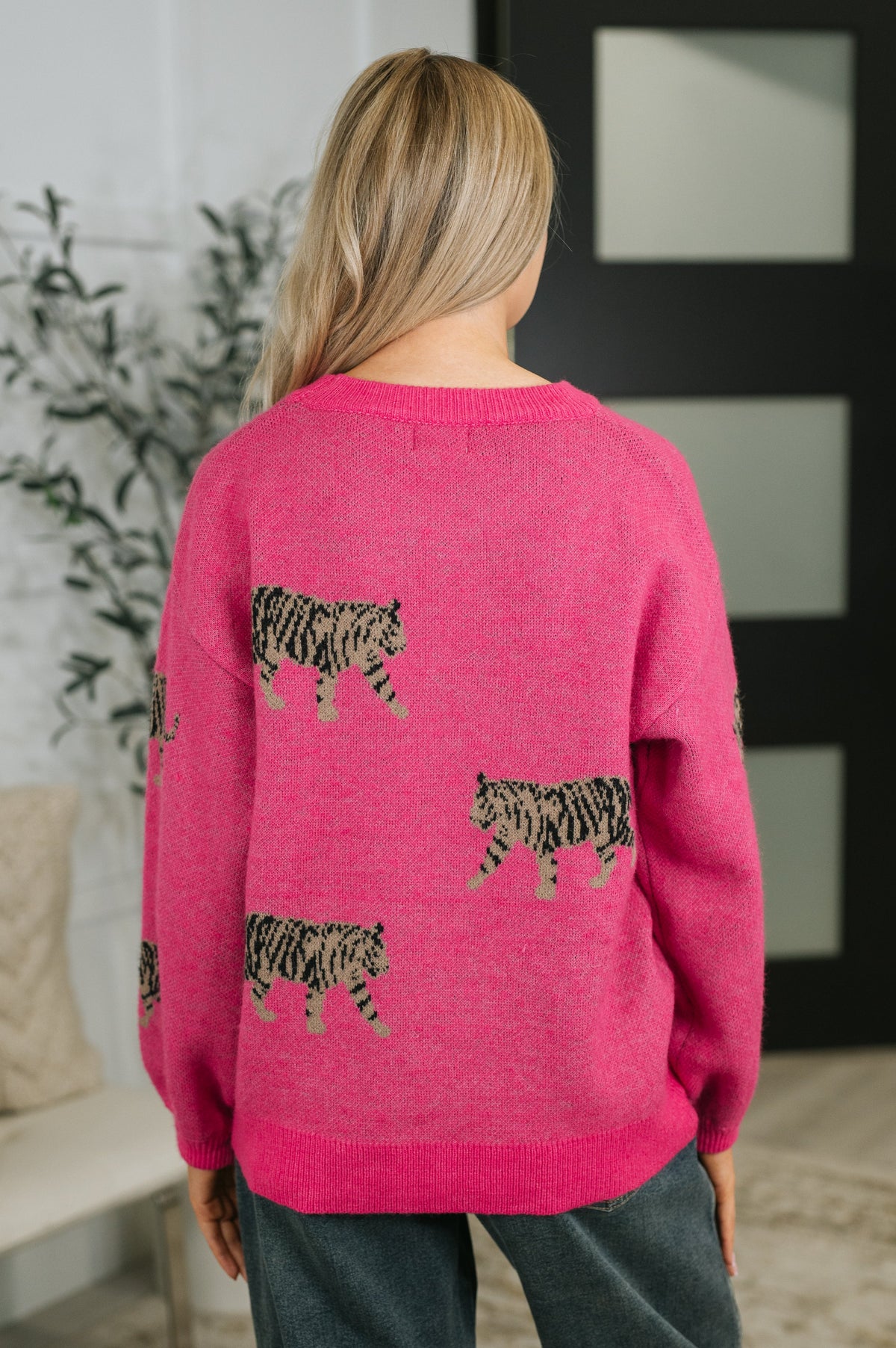 Pretty and Prowling Graphic Pullover in Pink, sweater knit – alternate view 6