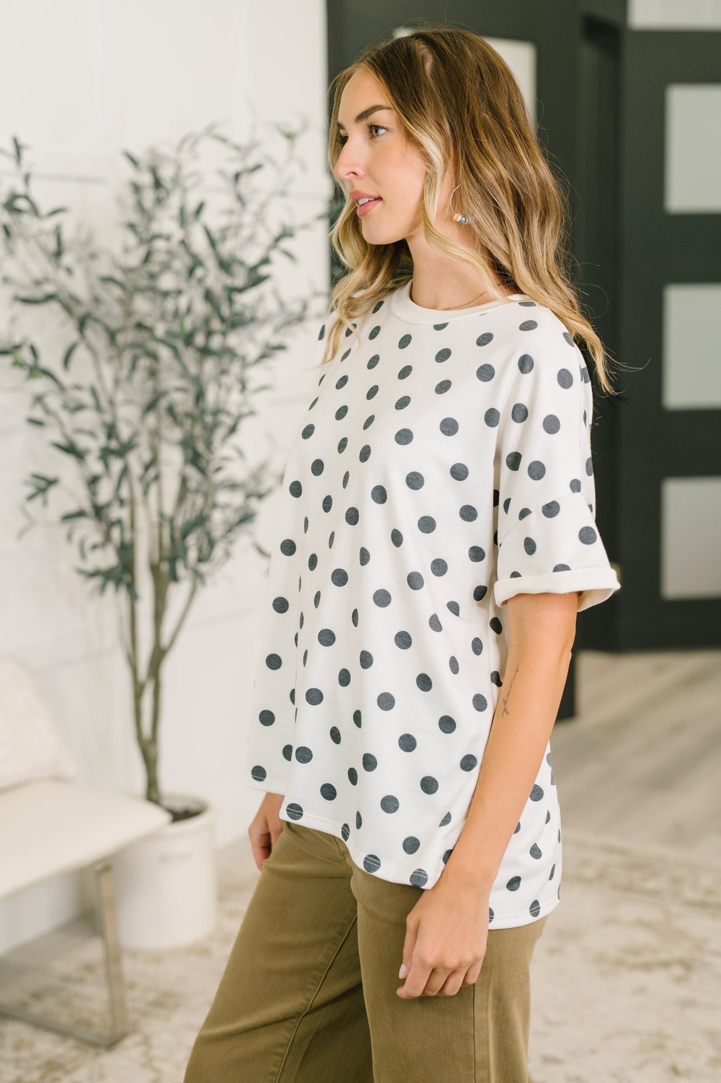 Pretty in Polka oversized drop shoulder tee in French terry – alternate view 4