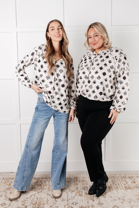 Quick Follow Up Floral Tile Blouse in knit