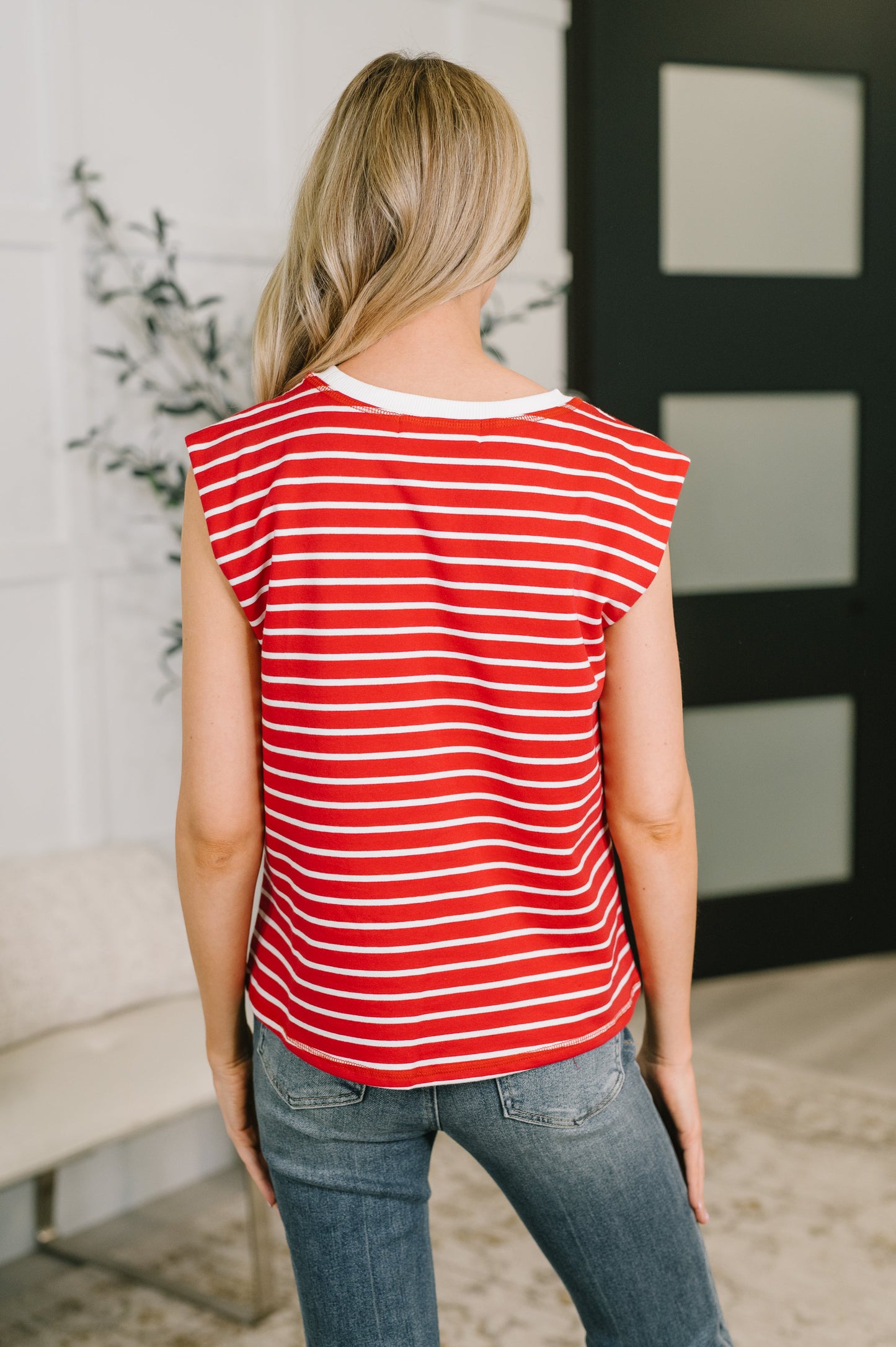Quite Intimately Striped Muscle Tee in Red – alternate view 6
