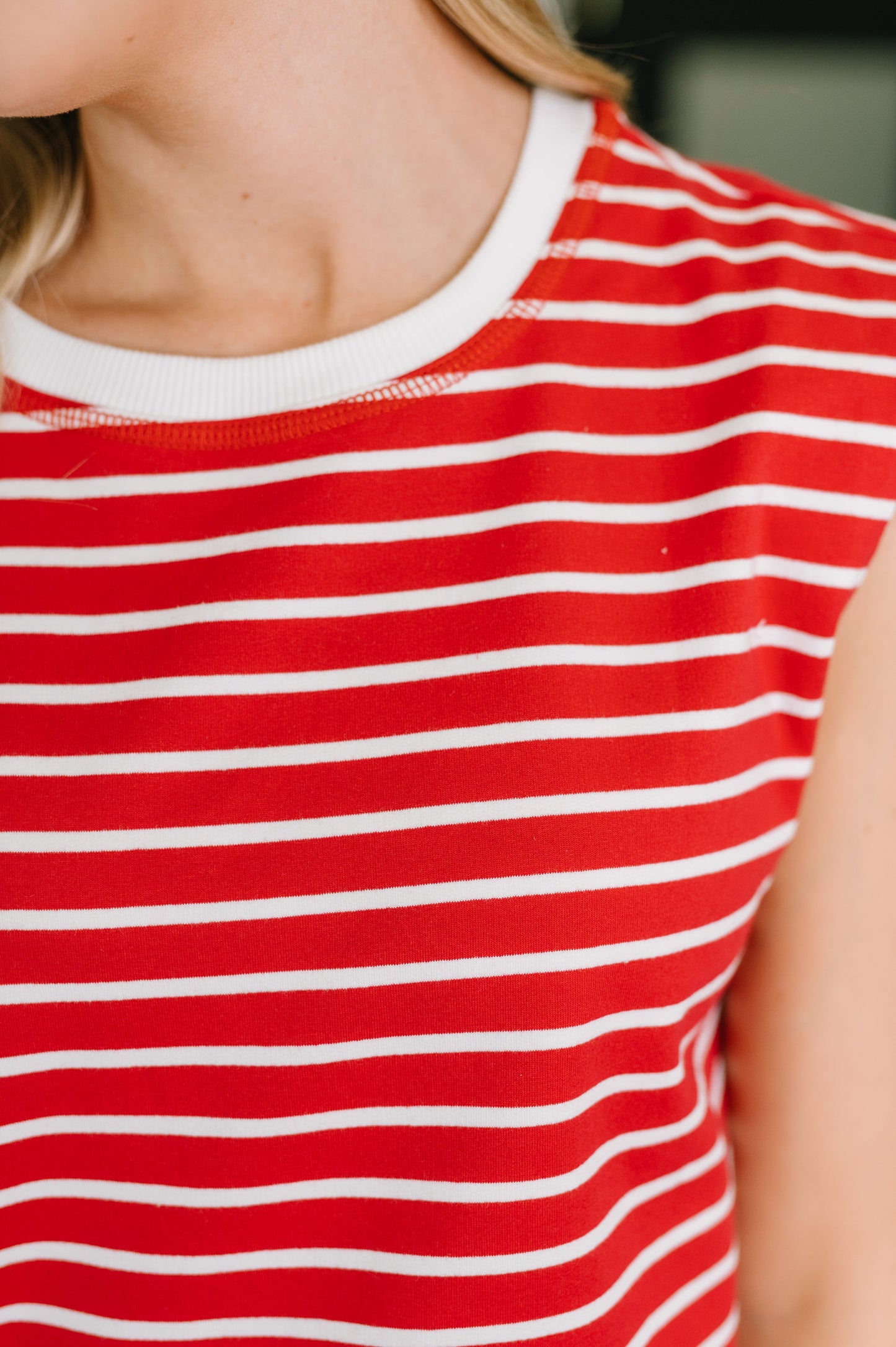 Quite Intimately Striped Muscle Tee in Red – alternate view 2