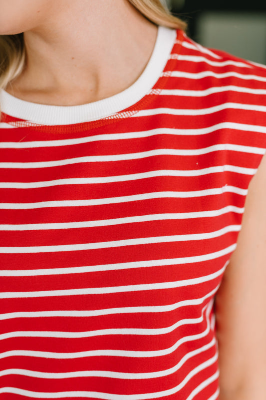 Quite Intimately Striped Muscle Tee in Red – alternate view 2