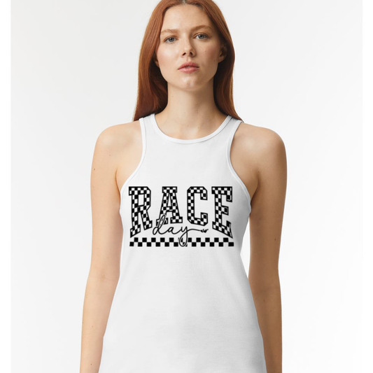 Race Day Graphic Tank Tank Tea-Shirt Shoppe XS White