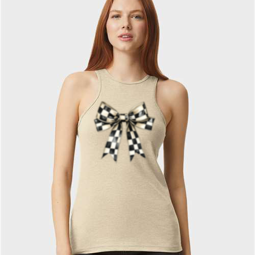 Fast Lane Bow Graphic Tank Tank Tea-Shirt Shoppe XS Heather Bone