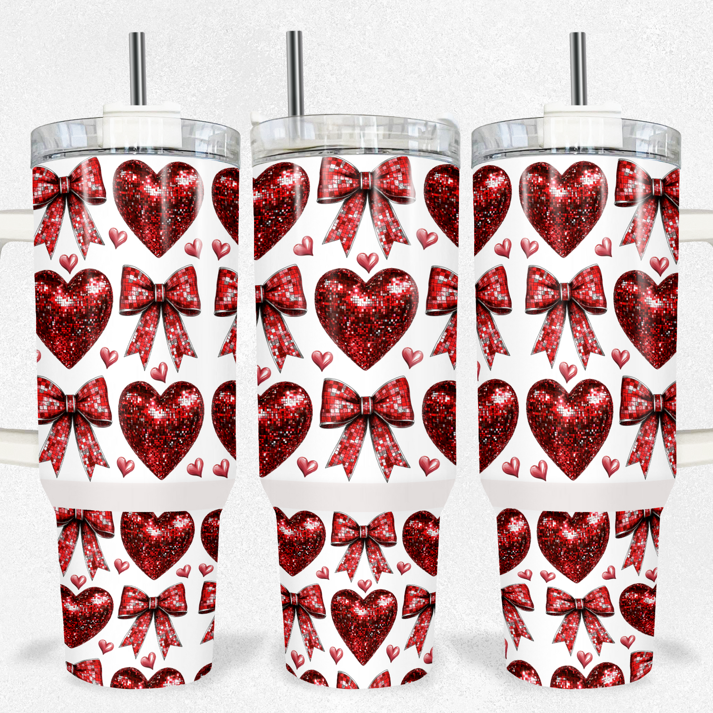 Red Glitter Heart Tumbler 40oz Tumbler Tumbler Tea-Shirt Shoppe