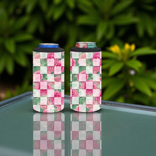 Checkered Rose 4-in-1 Can Cooler Cup New Arrival Tea Shirt Shoppe Wholesale