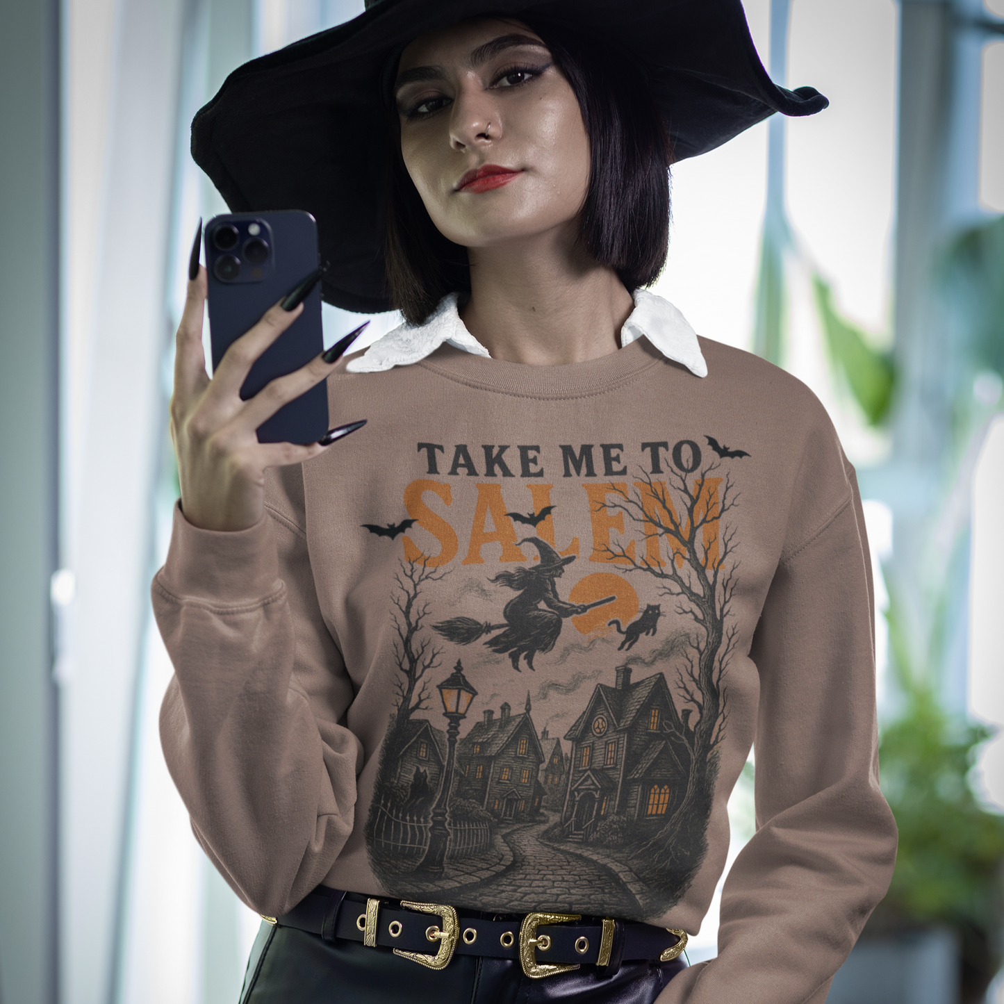 Take Me To Salem Graphic Sweatshirt Graphic Sweatshirt Tea Shirt Shoppe S Brown Savana