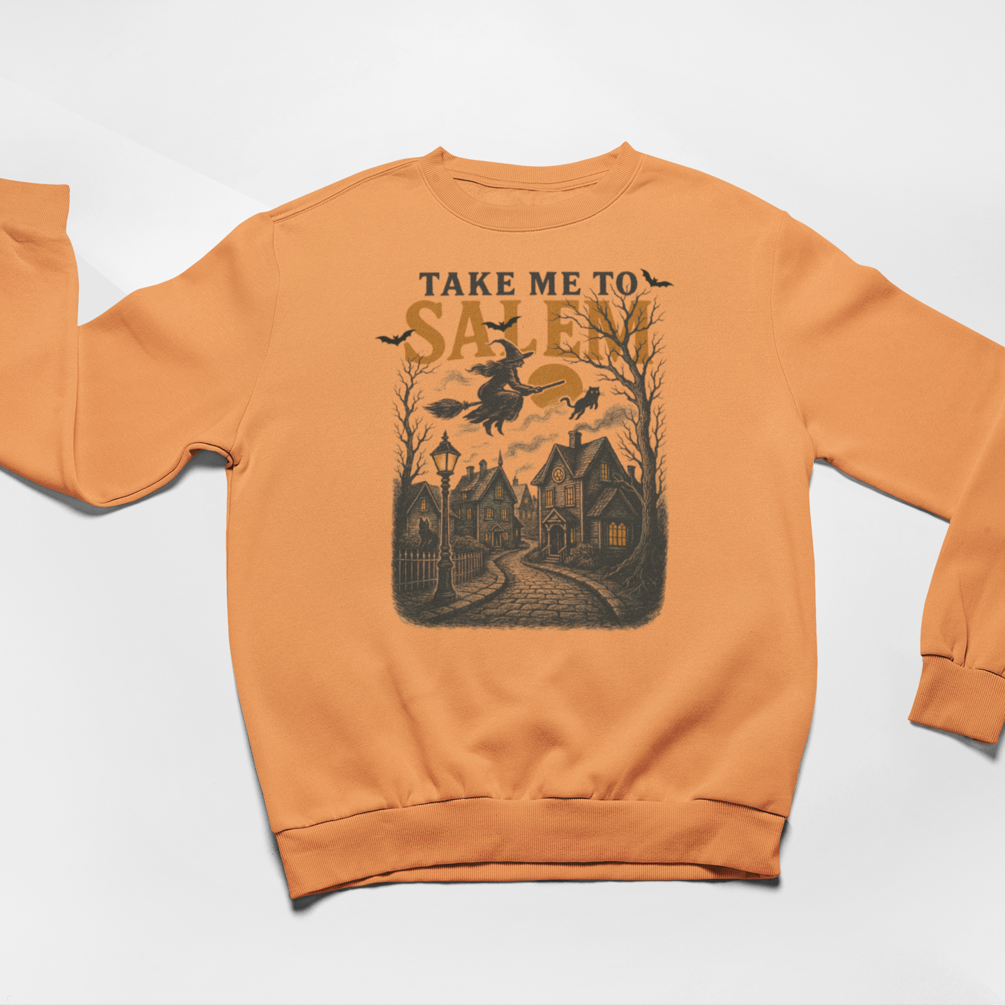 Take Me To Salem Graphic Sweatshirt Graphic Sweatshirt Tea Shirt Shoppe S Tangerine