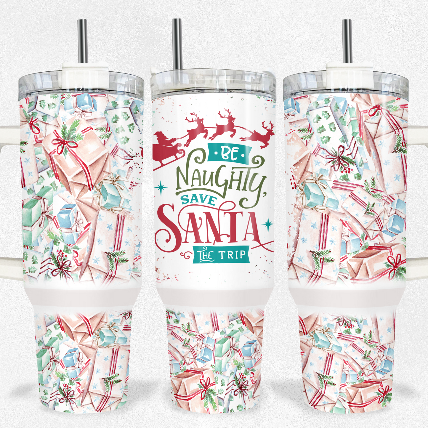 Be Naughty Christmas 40oz Tumbler Tumbler Tea-Shirt Shoppe