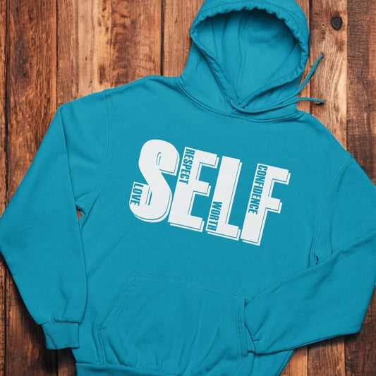 Self Adult Graphic Hoodie Sweatshirt Tea Shirt Shoppe XSmall Sapphire