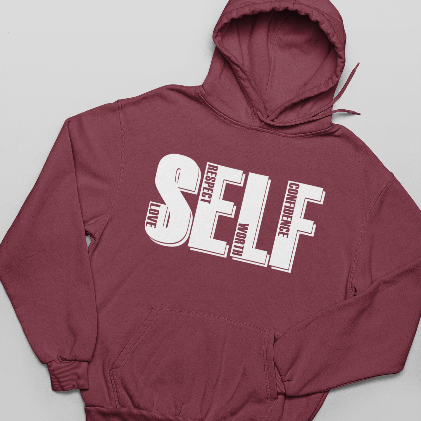 Self Adult Graphic Hoodie Sweatshirt Tea Shirt Shoppe XSmall Garnet