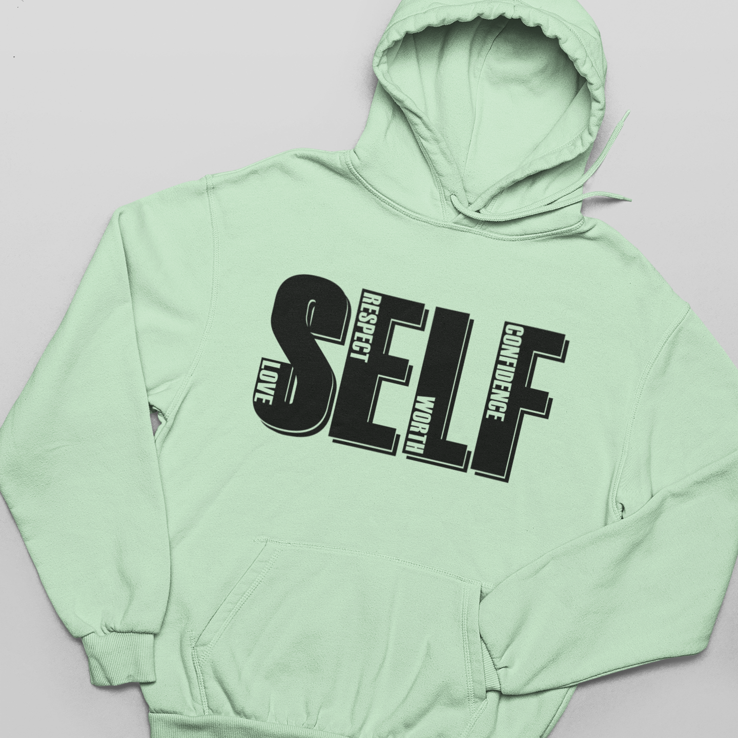 Self Adult Graphic Hoodie Sweatshirt Tea Shirt Shoppe XSmall Mint