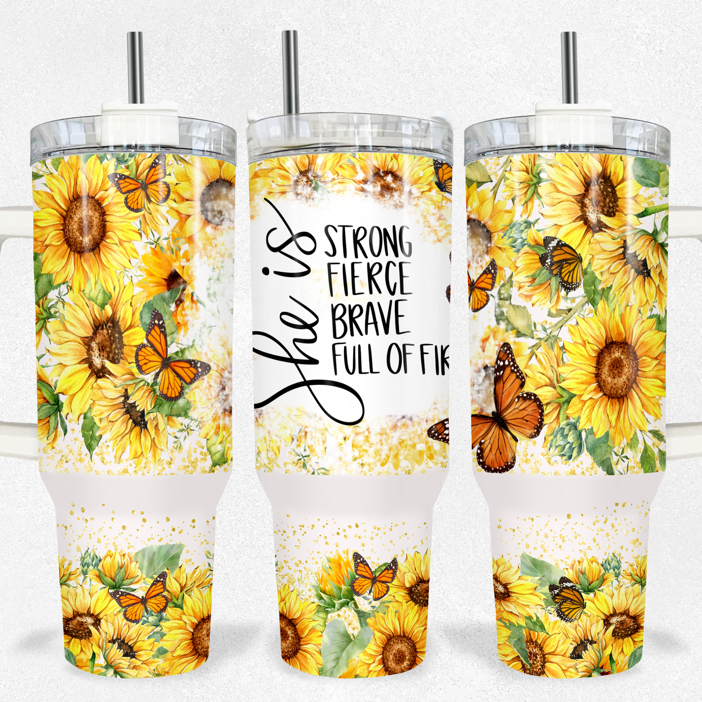 Sunflower She Is Tumbler 40oz Tumbler Tea-Shirt Shoppe