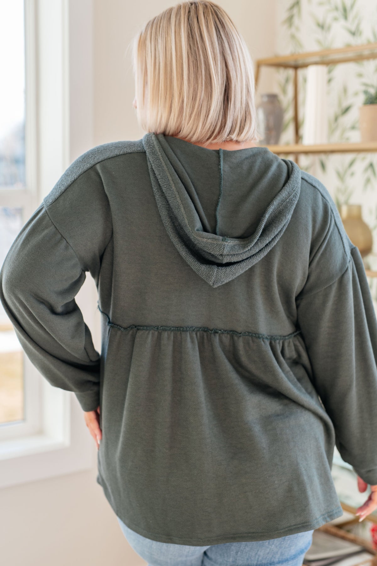 She's Not Wrong Hooded V-Neck Pullover in terry – alternate view 9