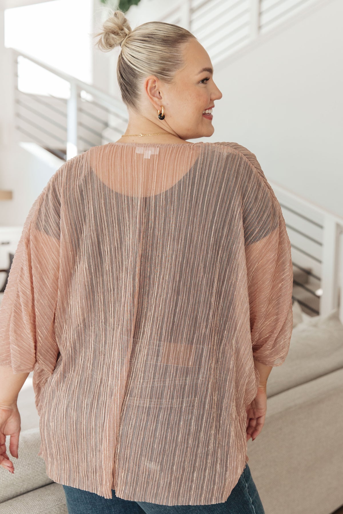 Sheer Signs Kimono in sheer lurex accordion fabric – alternate view 8