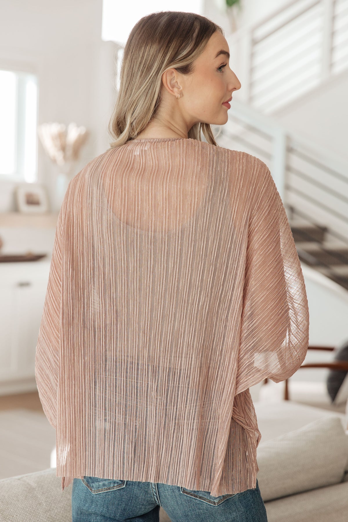 Sheer Signs Kimono in sheer lurex accordion fabric – alternate view 9