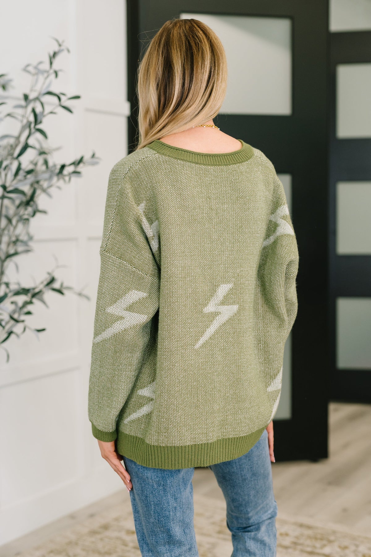 Shock Value V-Neck Sweater in Olive