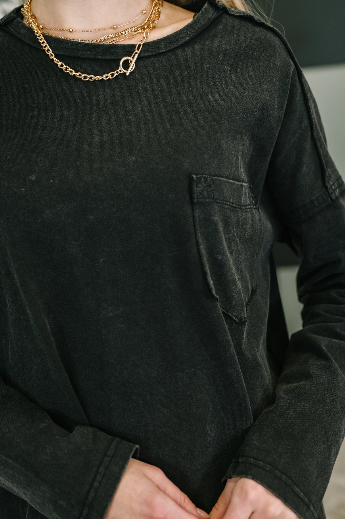 Simple as That Drop Shoulder Exposed Seam Top