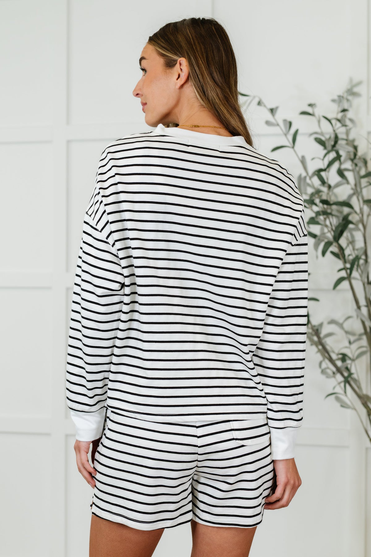 Situationally Sound Striped Long Sleeve Top and Shorts Set in terry – alternate view 8