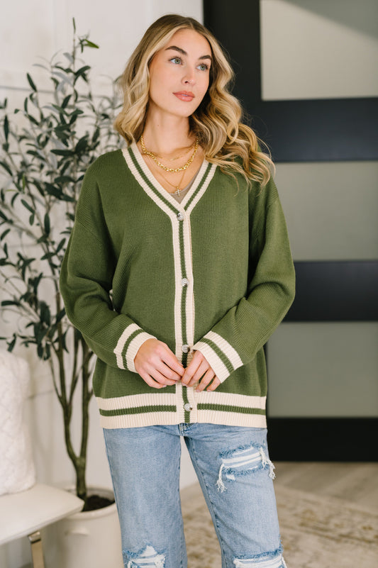 Something Simple Full Front Button Down Cardigan in knit