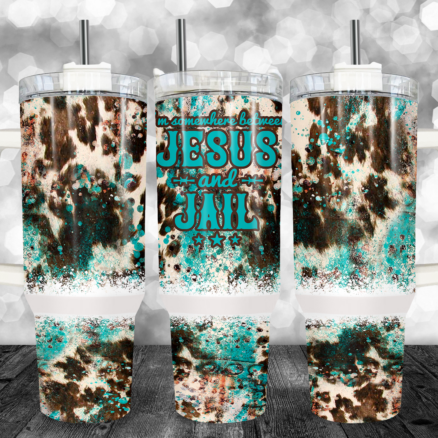 Somewhere Between Jesus & Jail 40oz Tumbler Tumbler Tea-Shirt Shoppe