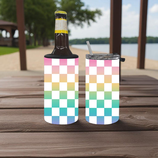 Sunset Checkered 4-in-1 Can Cooler Cup New Arrival Tea Shirt Shoppe Wholesale