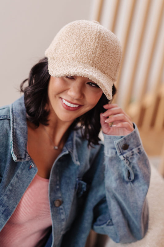 Lyla Sherpa Ball Cap in Khaki, fleece – alternate view 2