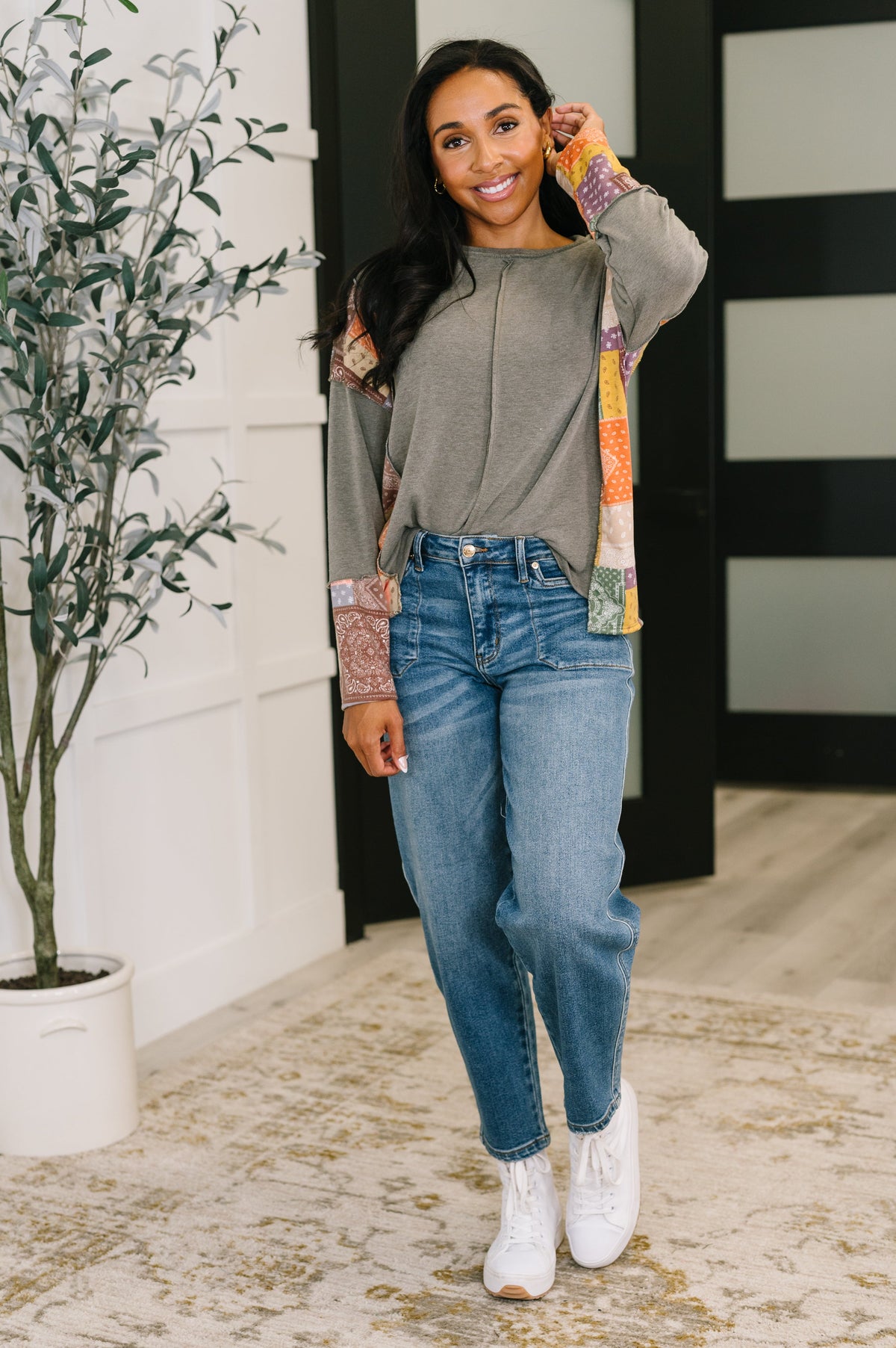 Sweet as Pie Color Block Relaxed Long Sleeve in terry – alternate view 4