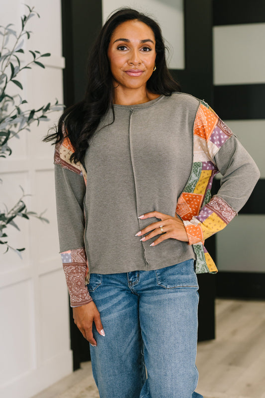 Sweet as Pie Color Block Relaxed Long Sleeve in terry