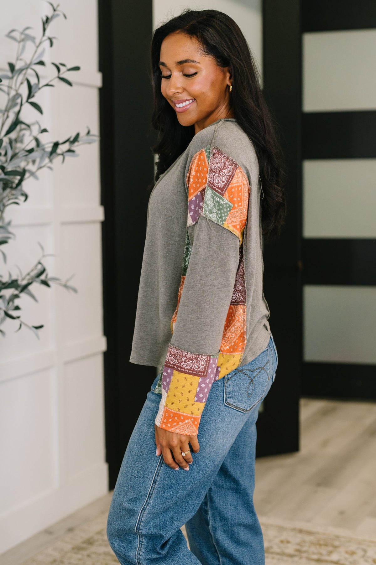 Sweet as Pie Color Block Relaxed Long Sleeve in terry – alternate view 5
