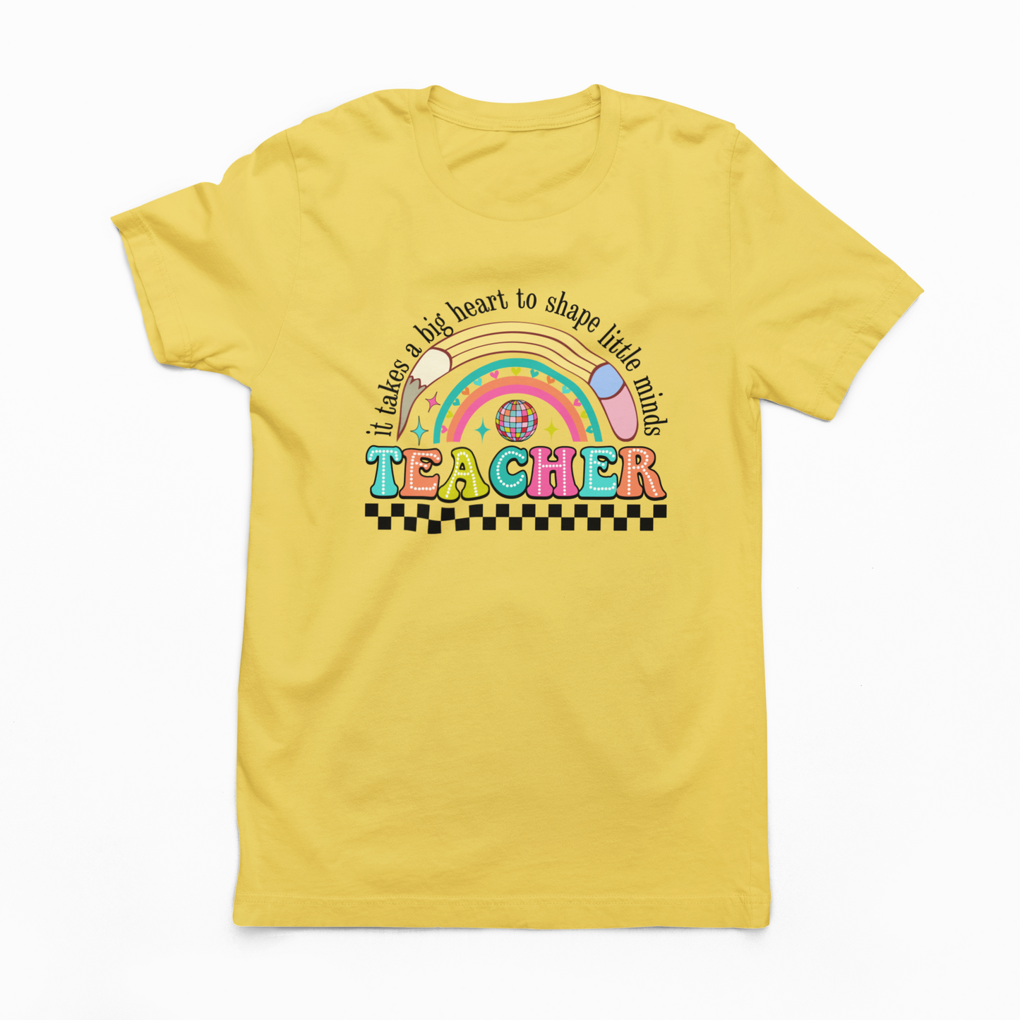 Teacher Big Hearts Shape Little Minds T-shirt Tea Shirt Shoppe S Maize Yellow
