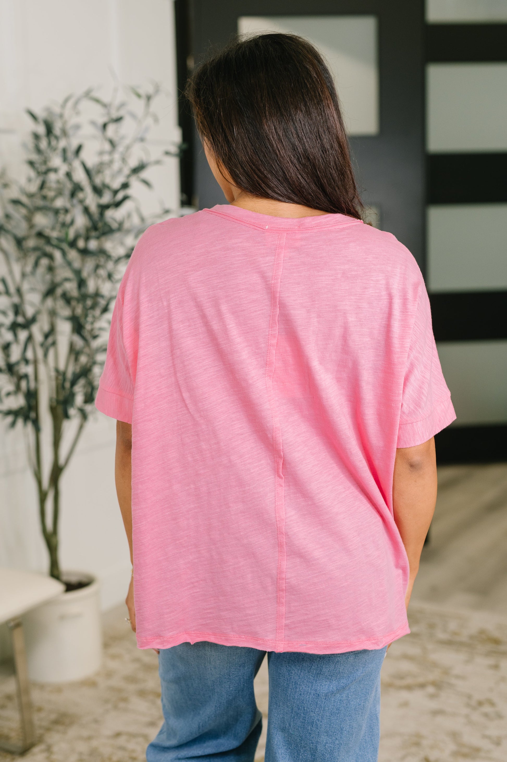 The Layback Relaxed Basic Tee in Pink – alternate view 5