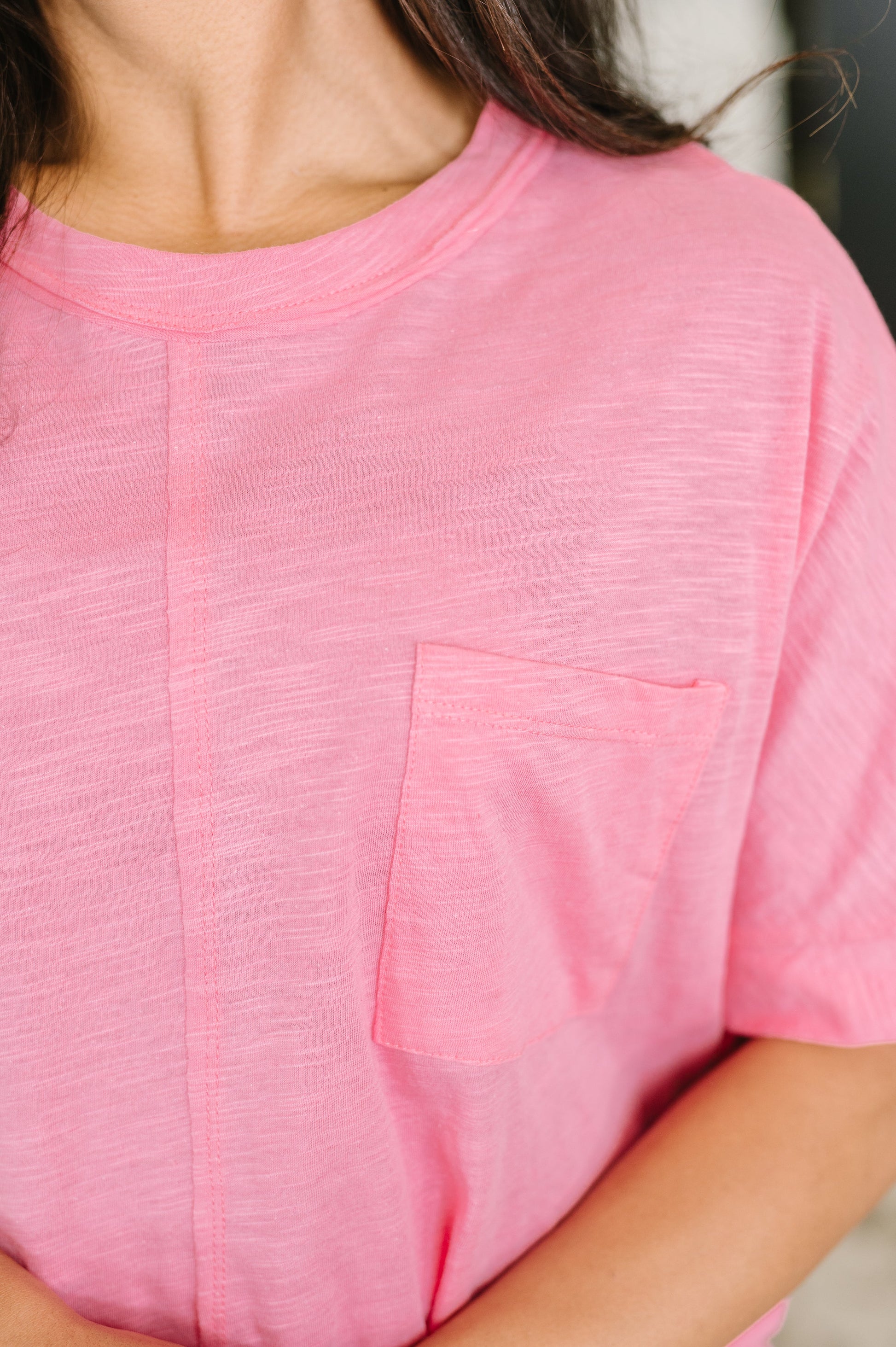 The Layback Relaxed Basic Tee in Pink – alternate view 2