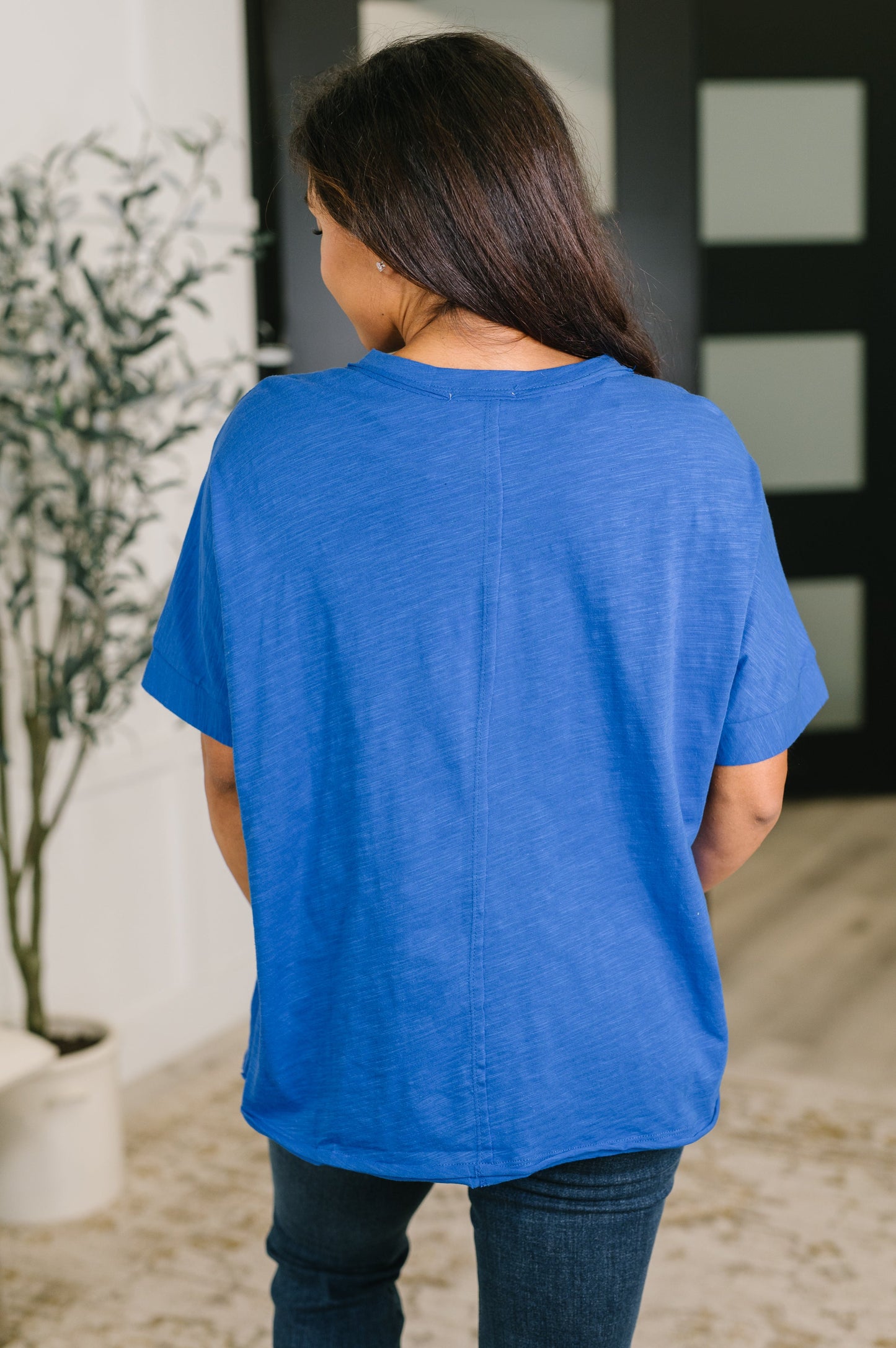 The Layback Relaxed Basic Tee in Royal Blue – alternate view 5